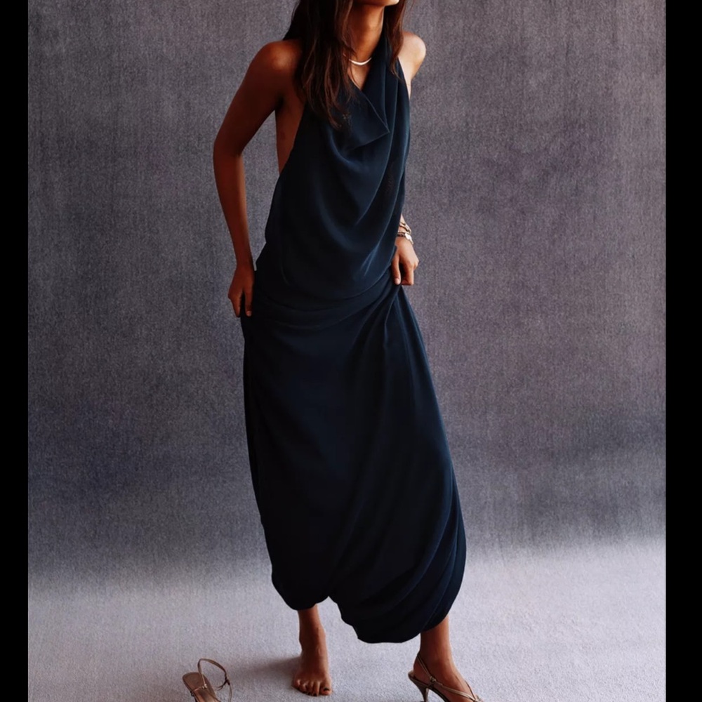 Zara Midnight Blue Halter Dress